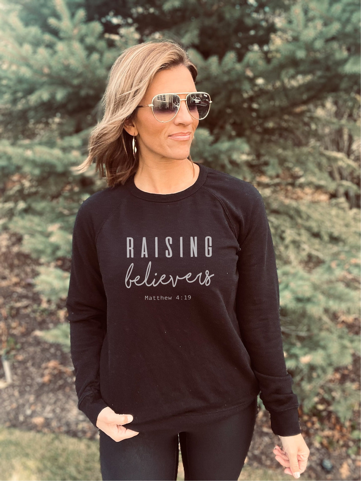 Raising believers French Terry Raglan Inspirational French Terry raglan Cotton heritage and lane seven French Terry raglan 