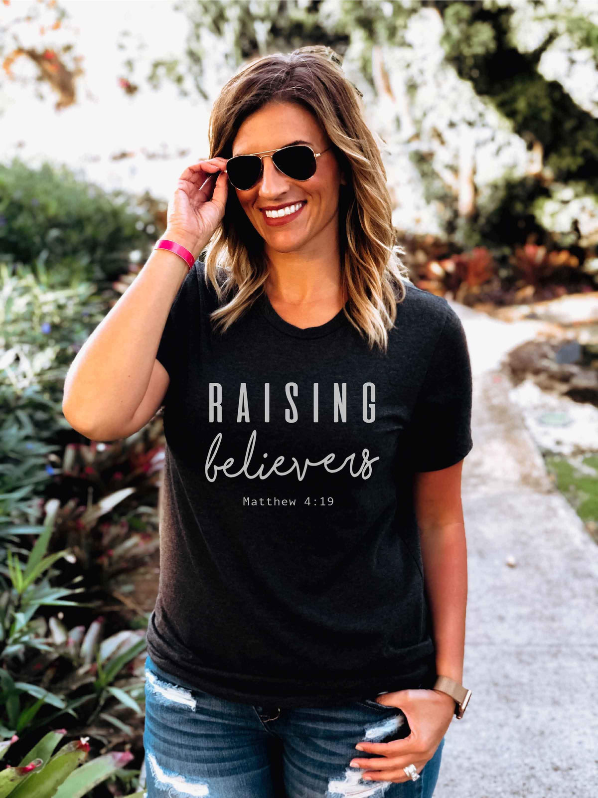 Raising believers tee Short sleeve faith based tee Bella Canvas 3001 black 