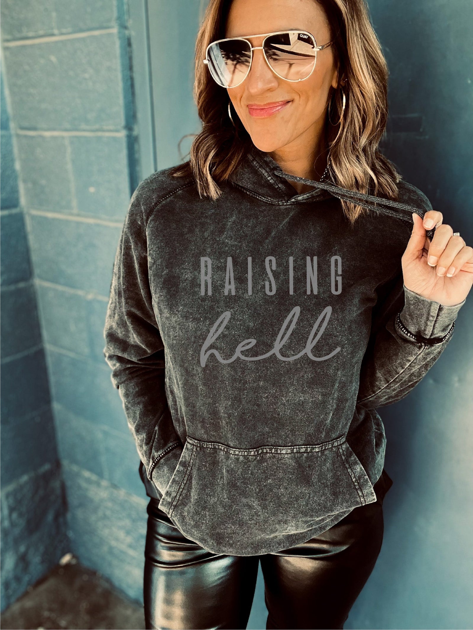 Raising hell vintage wash hoodie Sports hoodie Lane Seven vintage hoodie 