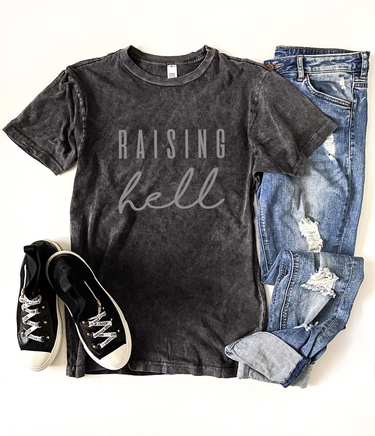 Raising hell vintage wash tee Sports tee Lane seven vintage black tee 