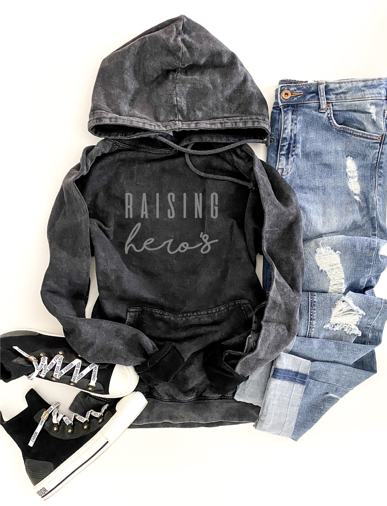 Raising hero's vintage wash hoodie Sports hoodie Lane Seven vintage hoodie 