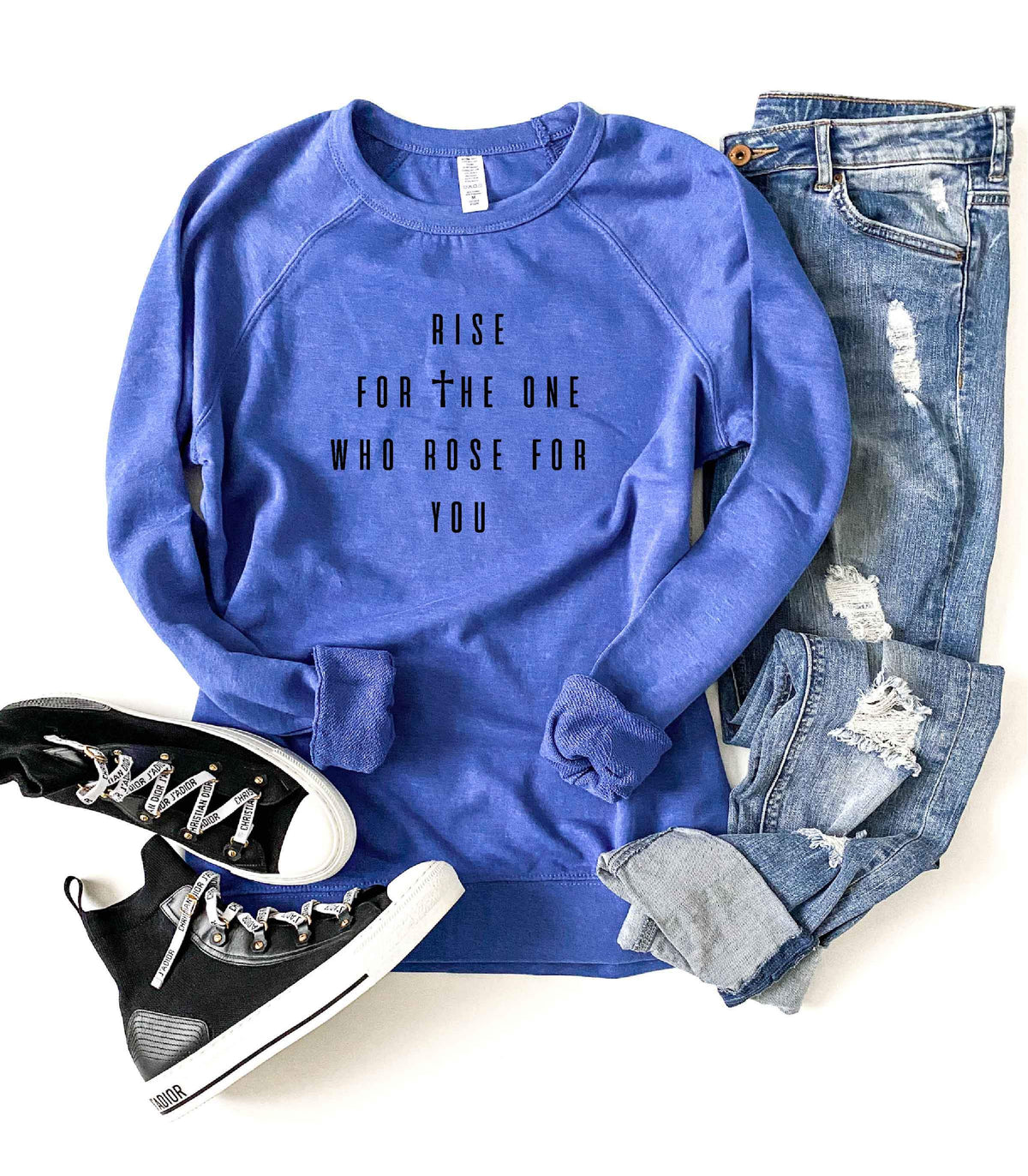 Rise for the one french terry raglan Inspirational French Terry raglan Cotton heritage and lane seven French Terry raglan XS Heather royal 