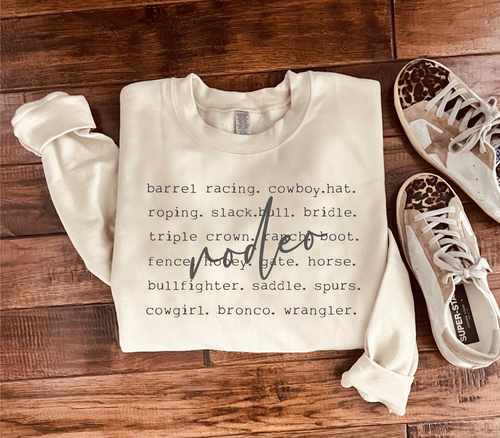 Rodeo words basic sweatshirt Sports collection Gildan 18000 sweatshirt 