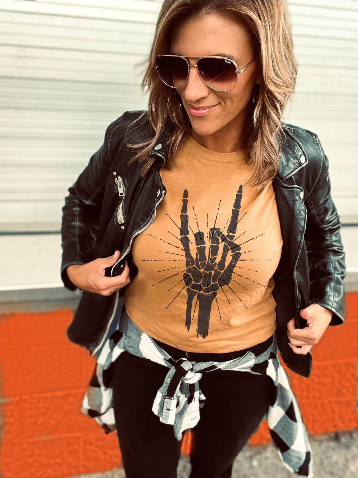 Skeleton rock tee Short Sleeve halloween tee Bella canvas 3001 XS Toast 