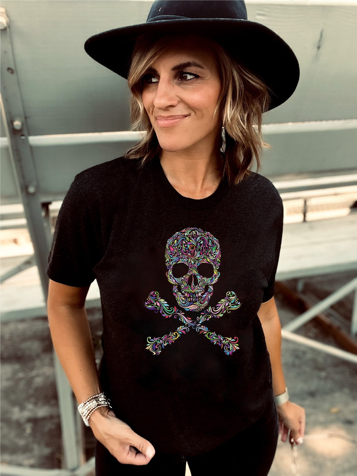 Skull tee Short Sleeve halloween tee Next Level 6010 vintage black heather grey tri-blend 