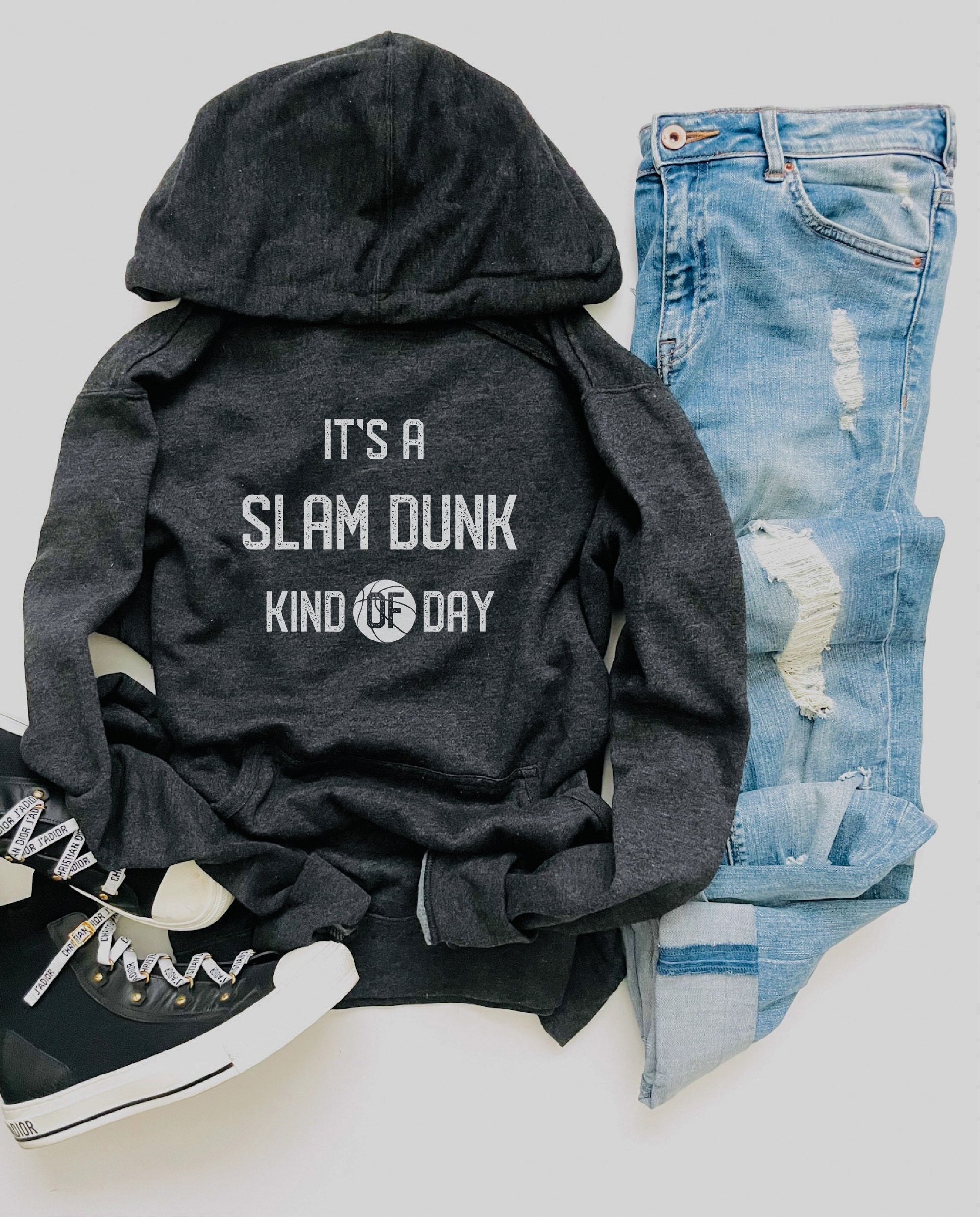Slam dunk kind of day hoodie Basketball hoodie Lane seven unisex hoodie charcoal 