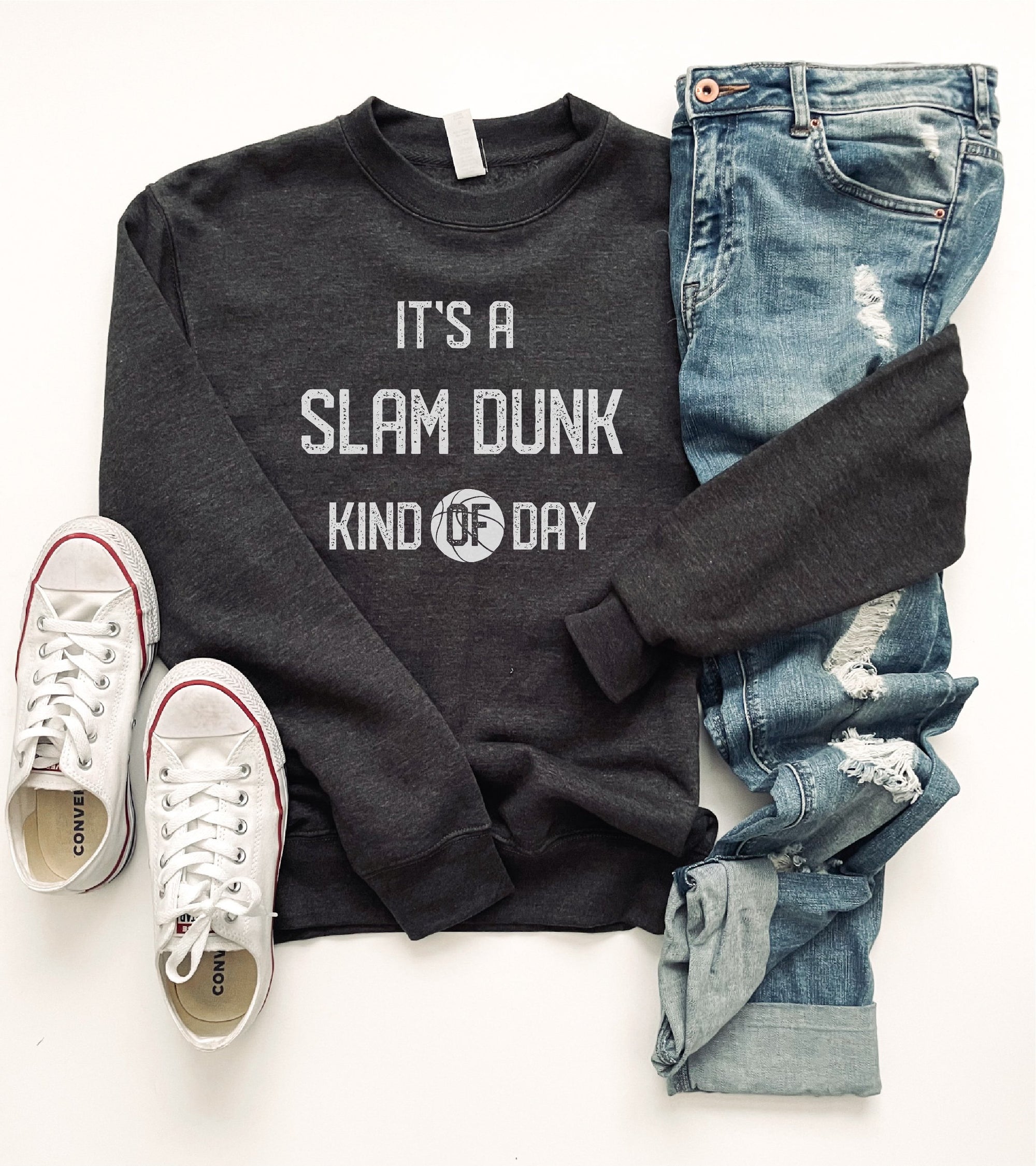 Slam dunk kind of day sweatshirt Basketball sweatshirt Lane seven unisex sweatshirt charcoal 