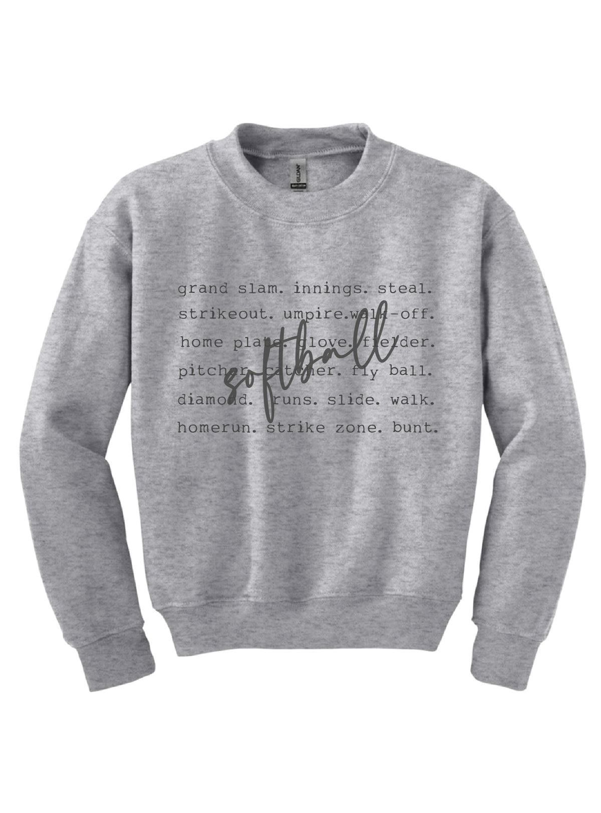 Softball words youth sweatshirt Sports collection Gildan 18000B youth fleece 