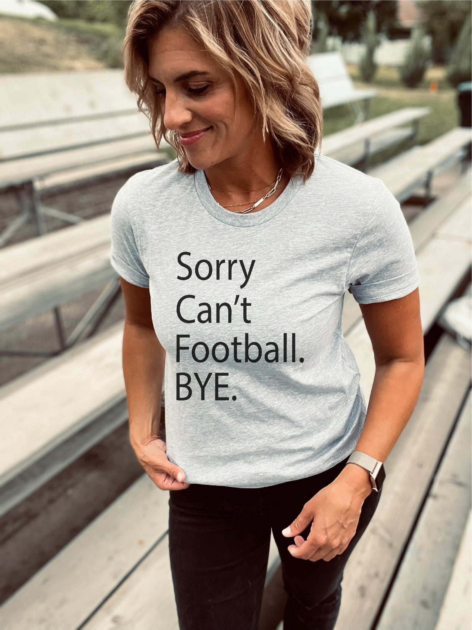 Sorry can't football tee Short sleeve football tee Bella Canvas 3001 athletic Heather 