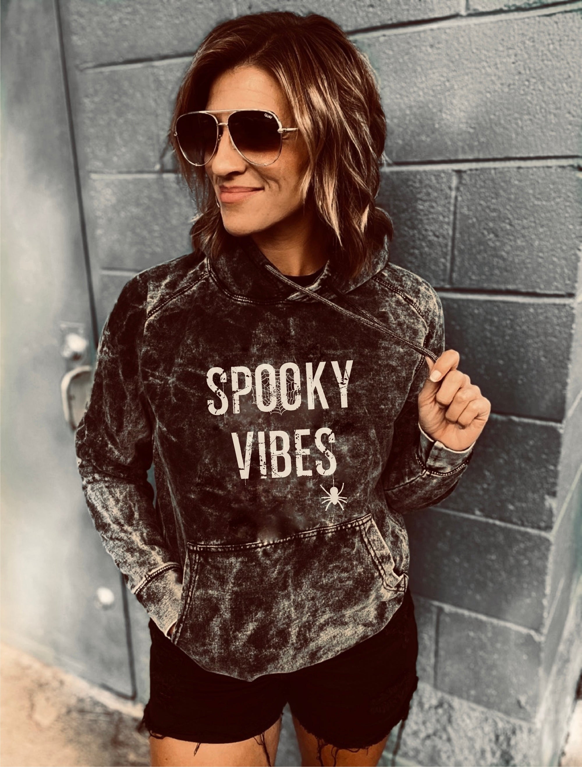 Spooky vibes vintage wash hoodie Edgy hoodie Lane Seven vintage hoodie 