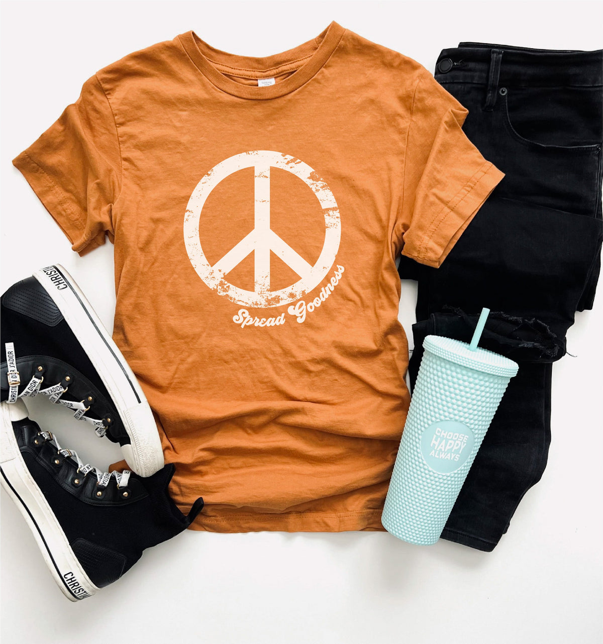 Spread goodness peace sign tee Short sleeve miscellaneous tee Lane seven tee 