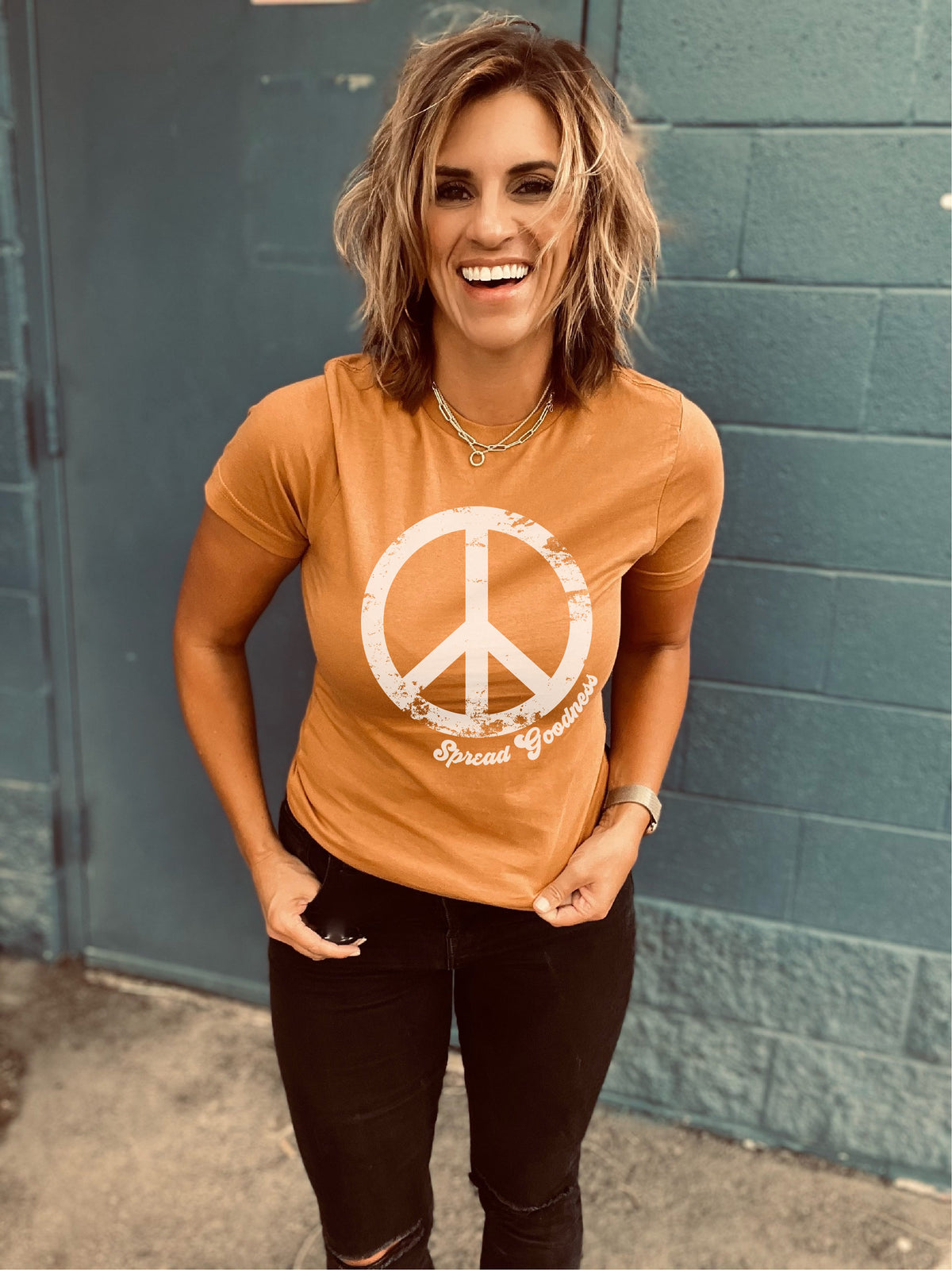 Spread goodness peace sign tee Short sleeve miscellaneous tee Lane seven tee 