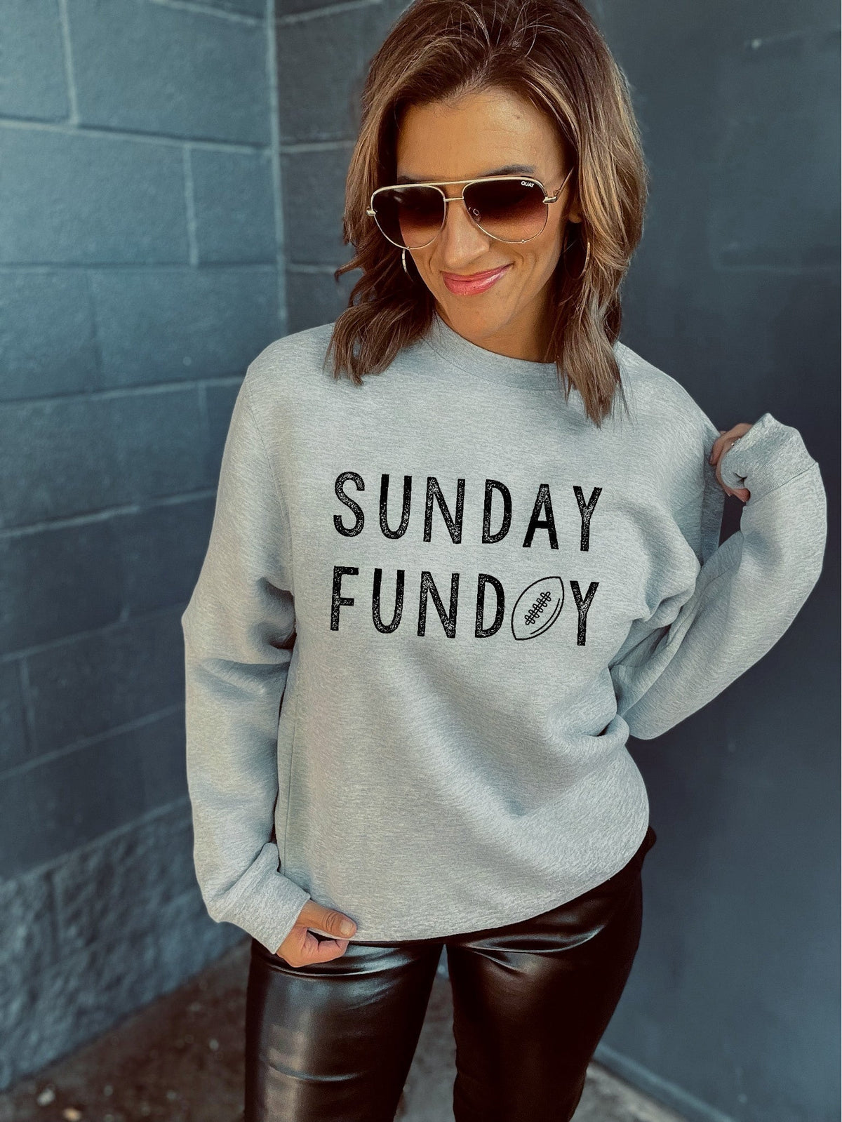 Sunday funday fleece sweatshirt Football french Terry Lane seven premium fleece crew 