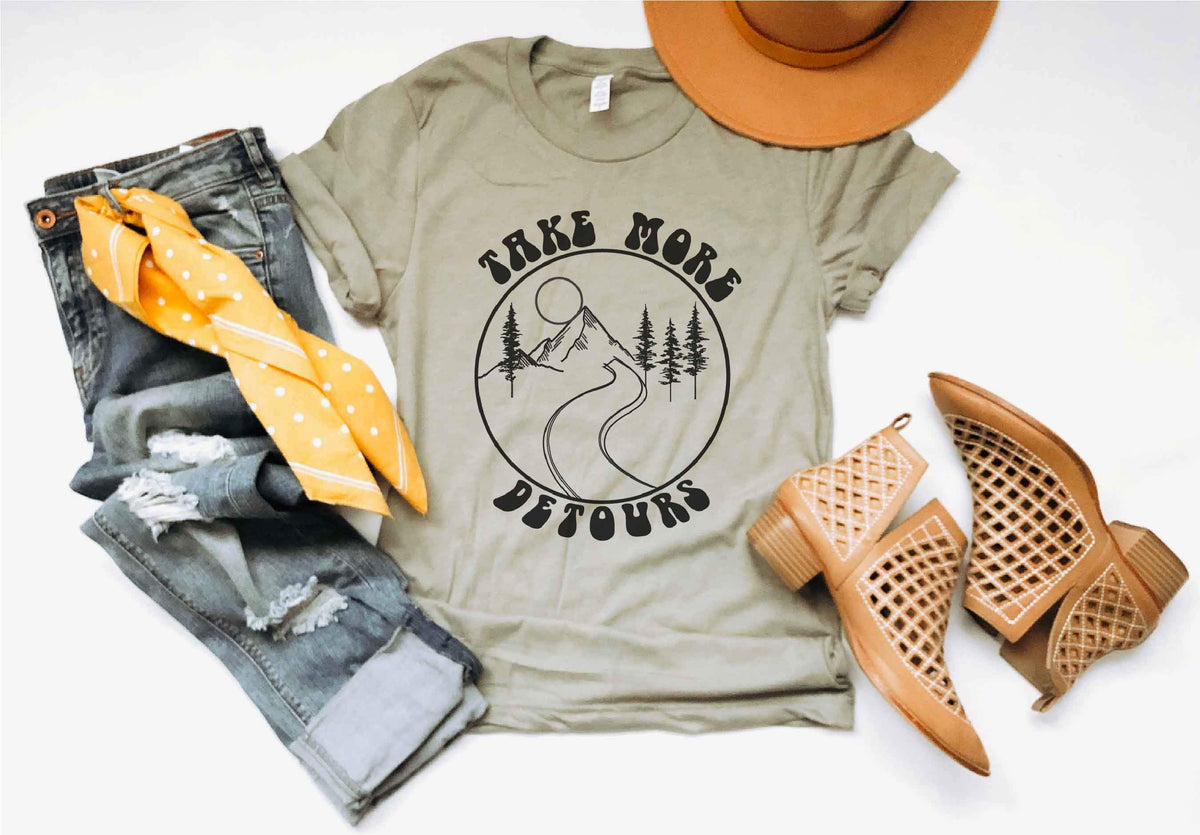 Take more detours tee Short sleeve travel tee Bella canvas 3001 Heather stone 
