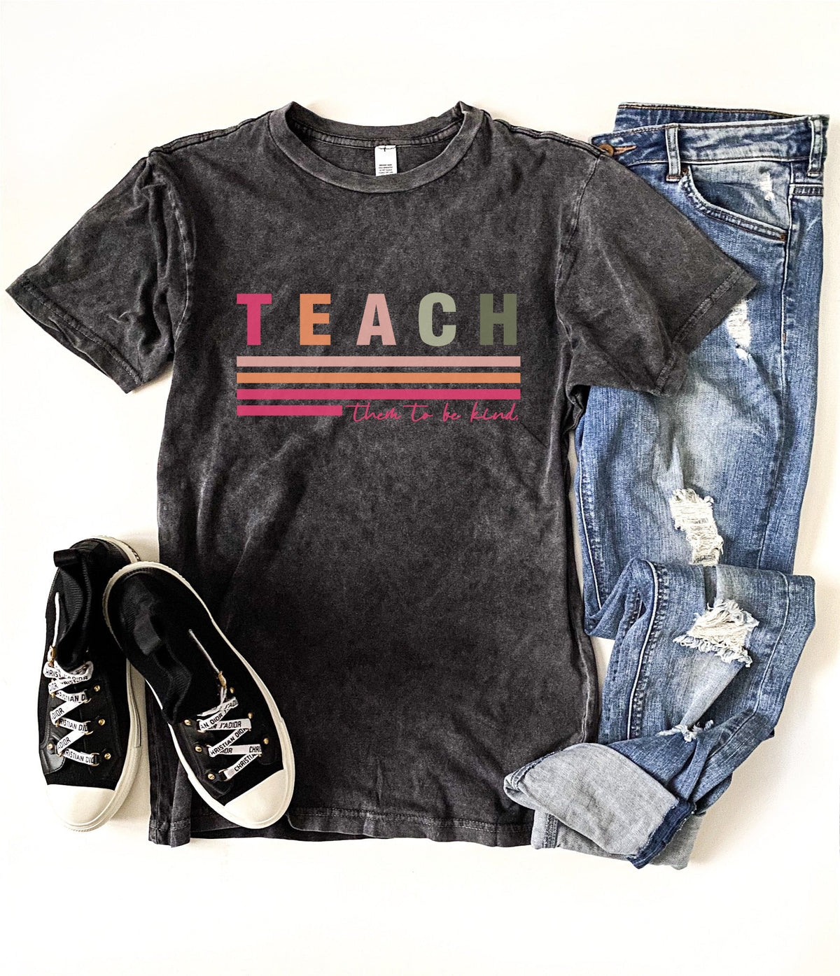 Teach them to be kind vintage wash tee Inspirational tee Lane seven vintage black tee 