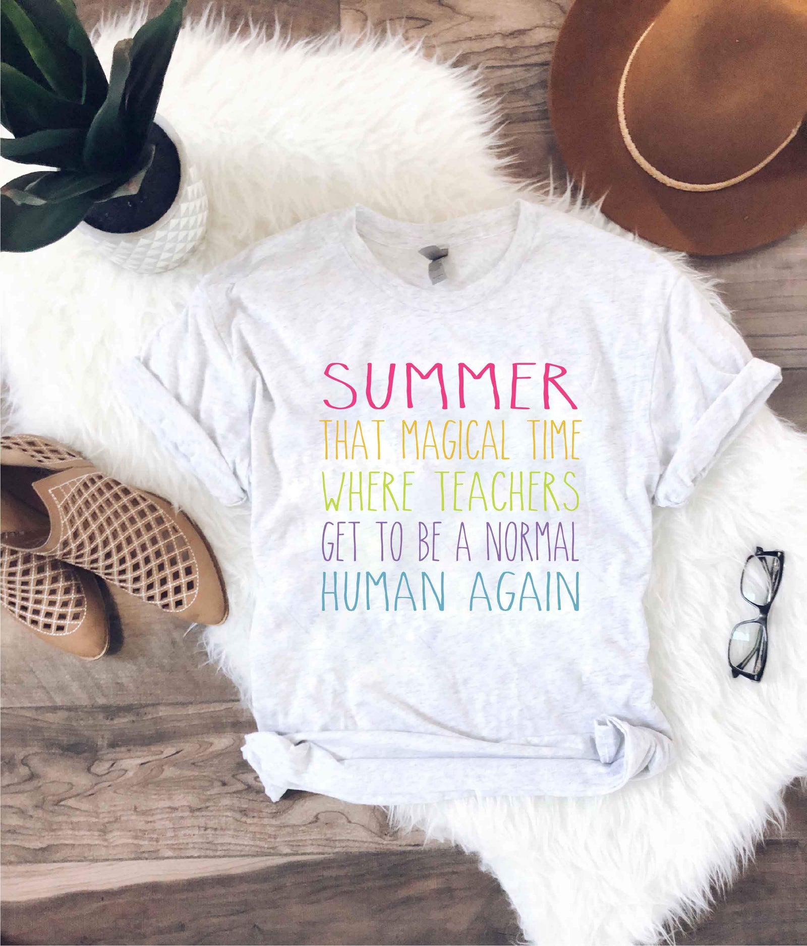 Teachers are normal humans Short sleeve teacher tee Bella Canvas 3001 ash 