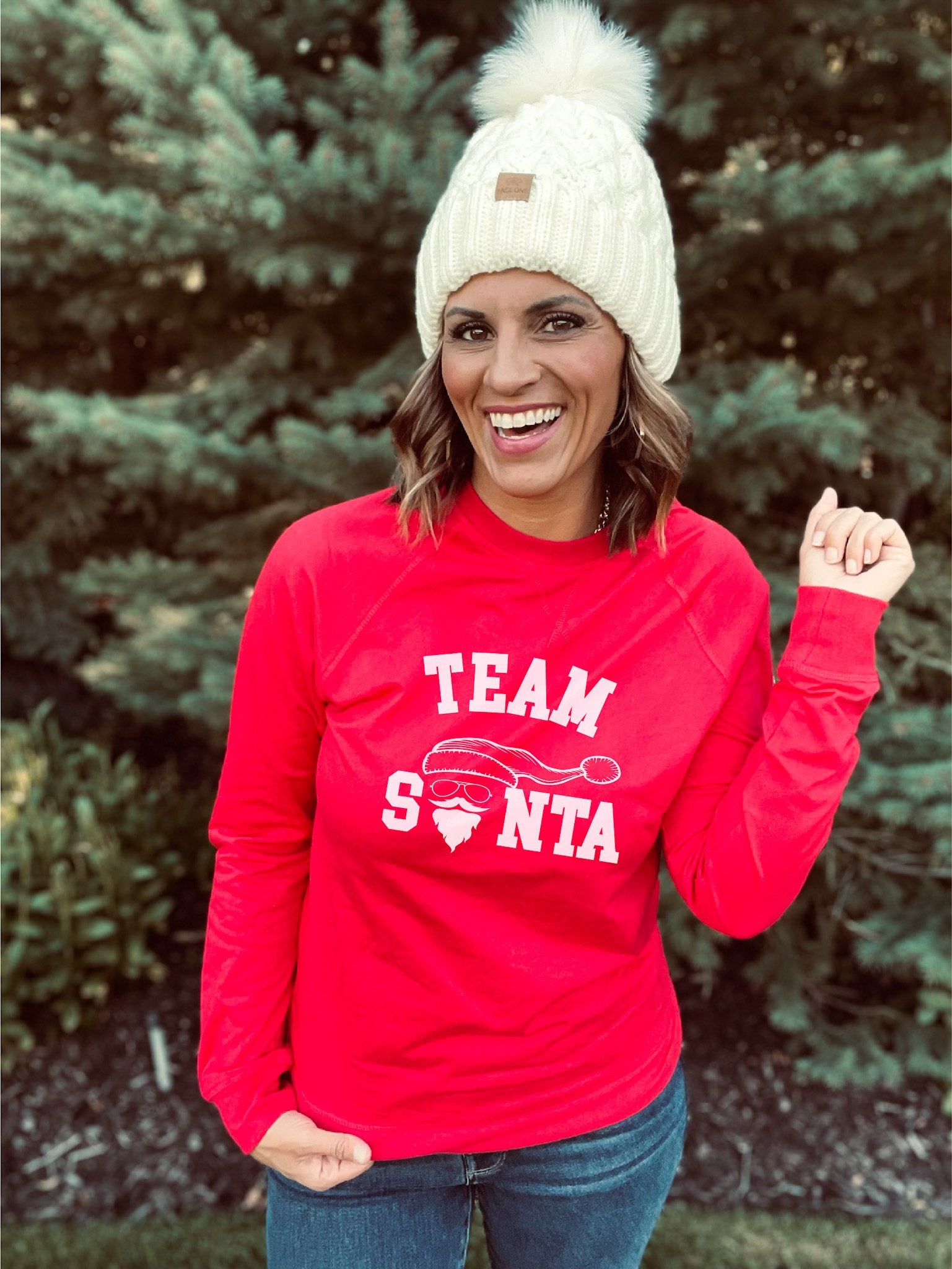 Team Santa french terry raglan sweatshirt Holiday French Terry raglan Lane seven French Terry raglan 