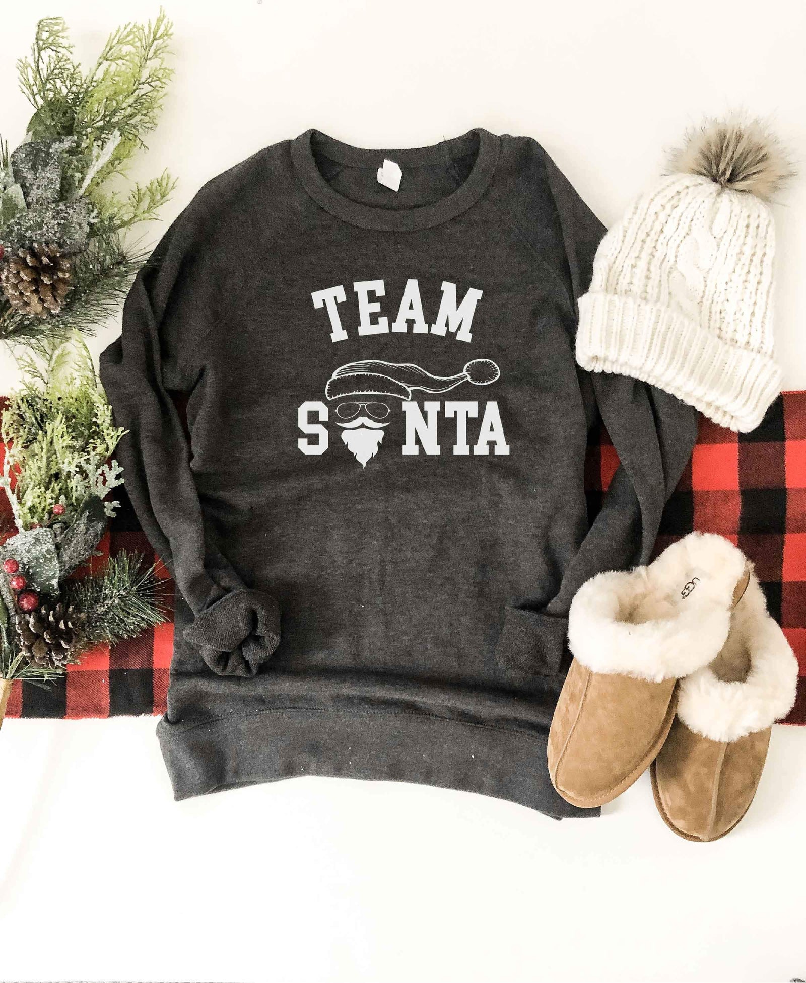 Team Santa french terry raglan sweatshirt Holiday French Terry raglan Lane seven French Terry raglan 