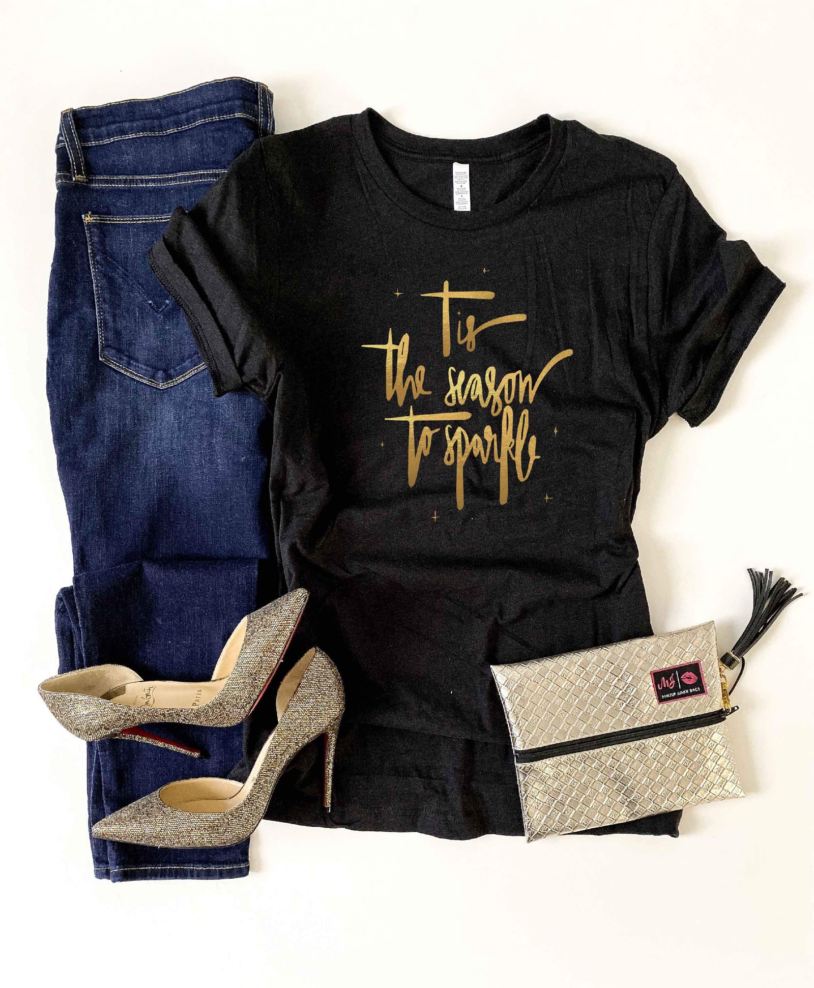 Tis the season to sparkle tee Short sleeve holiday tee Bella Canvas 3001 