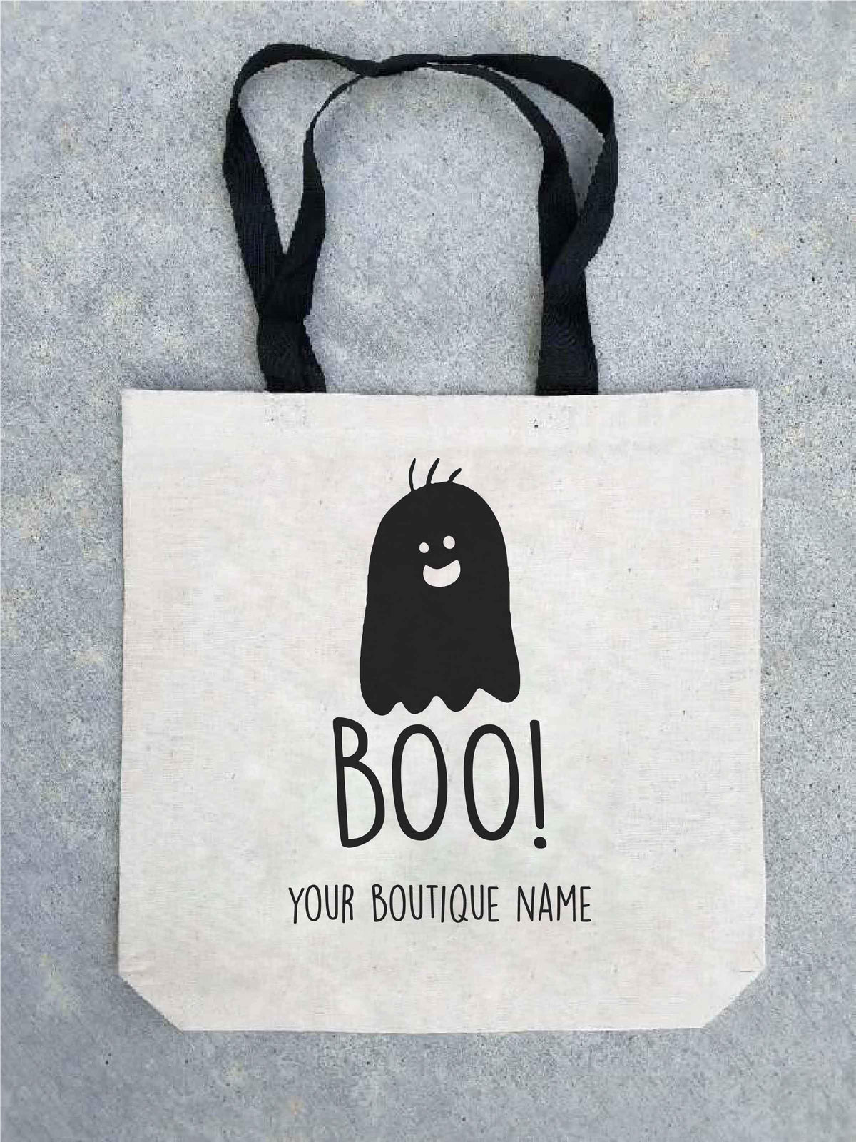 Trick or treat tote bag- customizable! Tote bag Costa Threads Boo tote bag w/boutique name 