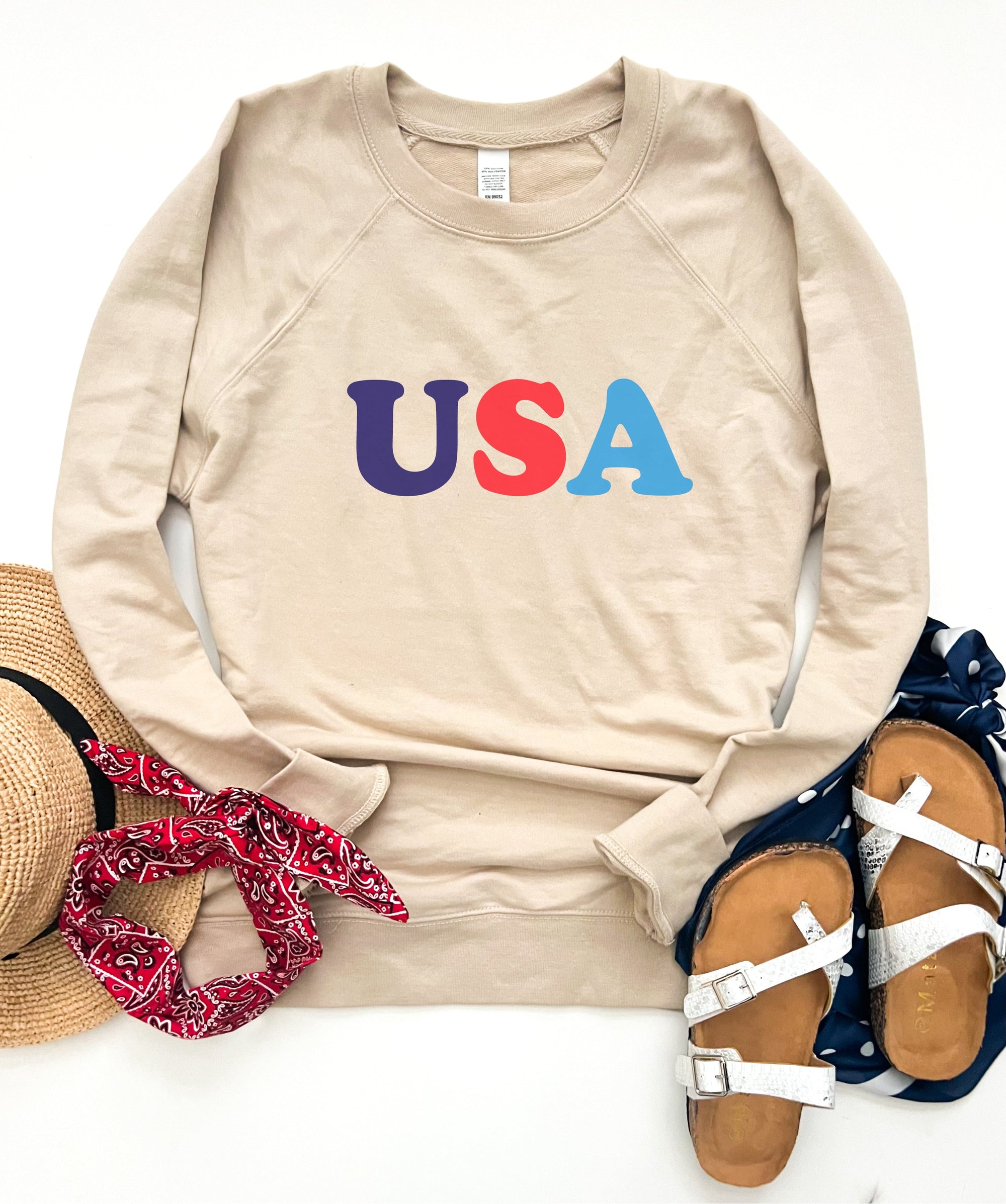 USA multi french terry sweatshirt 4th of july collection Independent Trading Co French Terry 