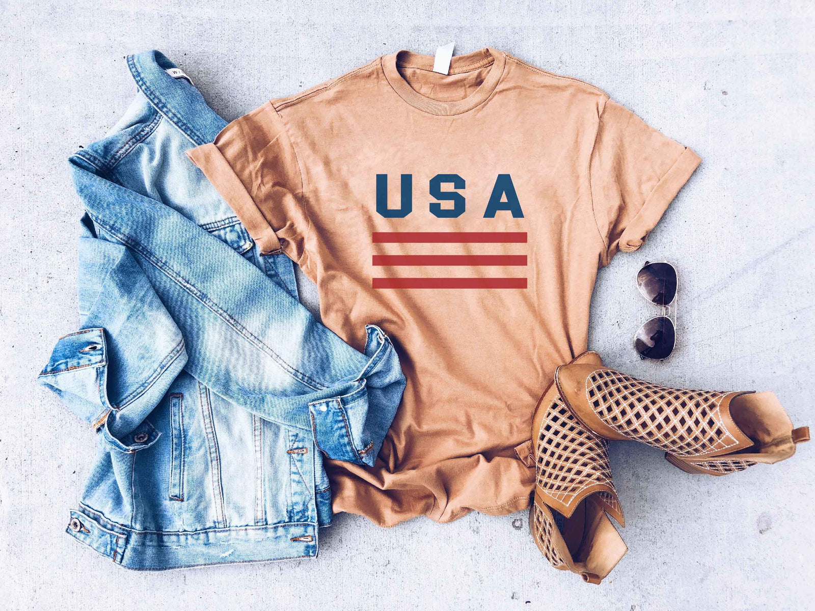 USA stripes vintage wash tee Short sleeve patriotic tee Lane Seven vintage tee 