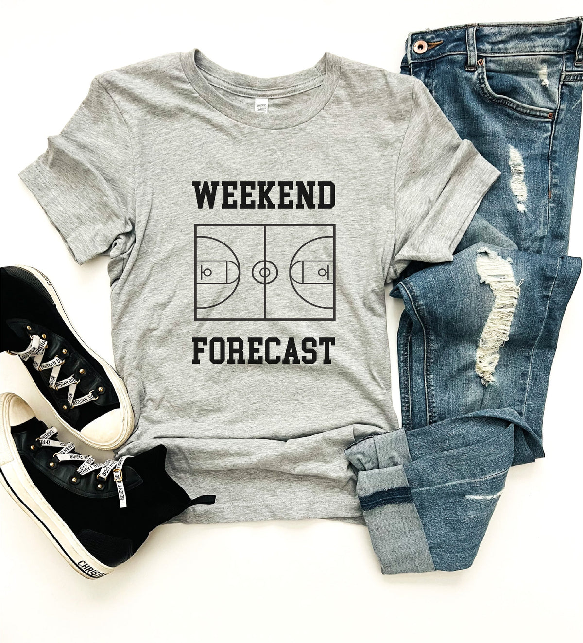 Weekend Forecast basketball tee Short sleeve basketball tee Bella canvas and Next Level 