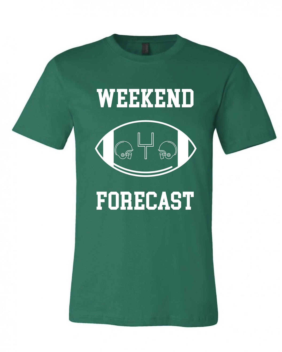 Weekend Forecast Short sleeve football tee Bella canvas and Next Level S Forest green(Packers) 