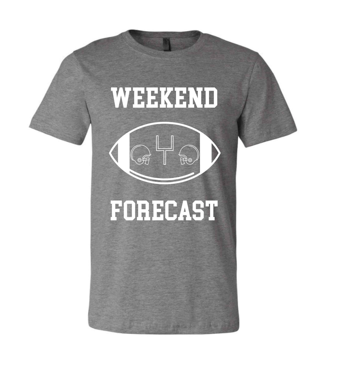 Weekend Forecast Short sleeve football tee Bella canvas and Next Level S Heather grey 