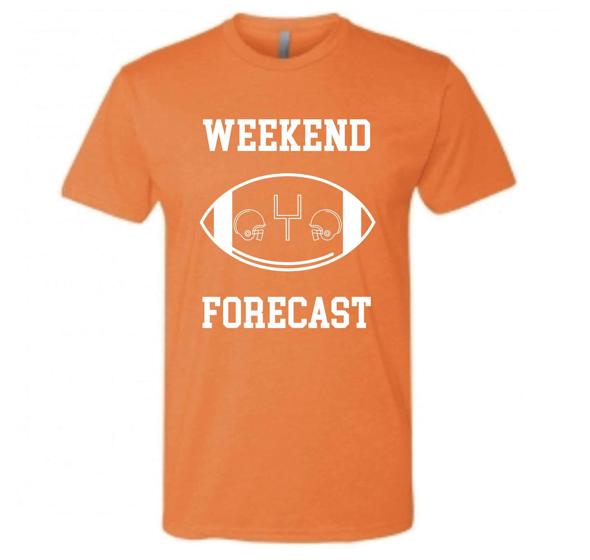 Weekend Forecast Short sleeve football tee Bella canvas and Next Level S Orange 