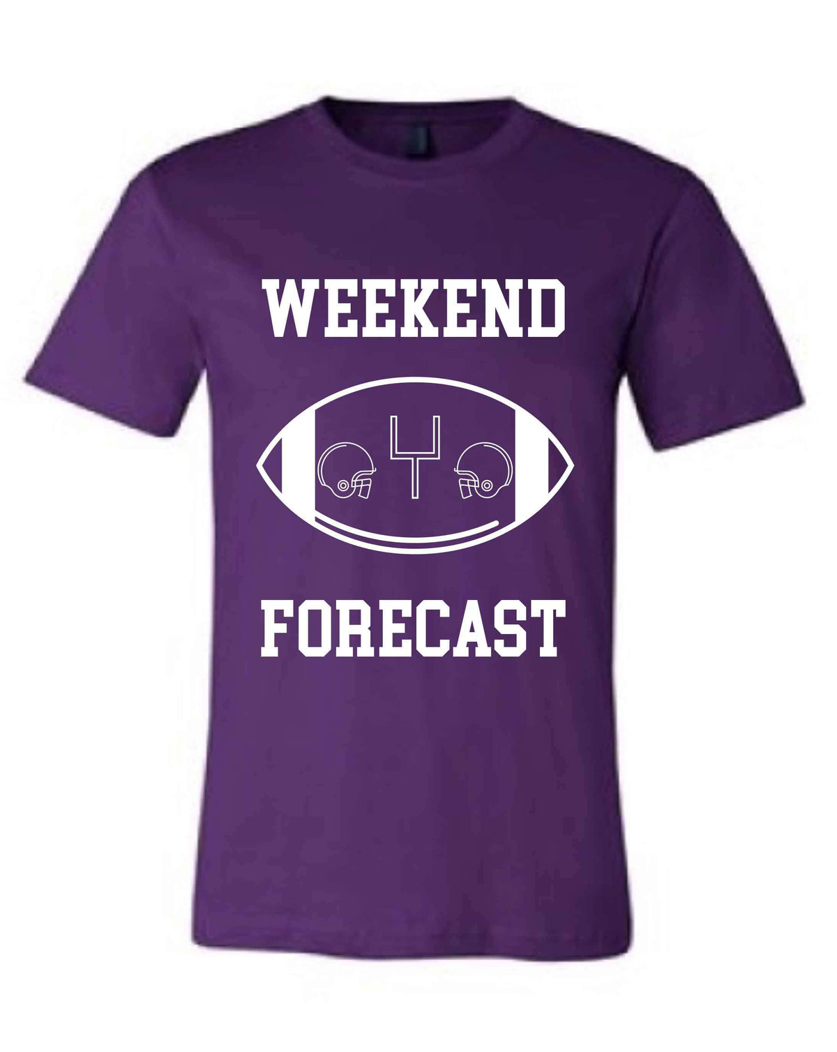Weekend Forecast Short sleeve football tee Bella canvas and Next Level S Purple 