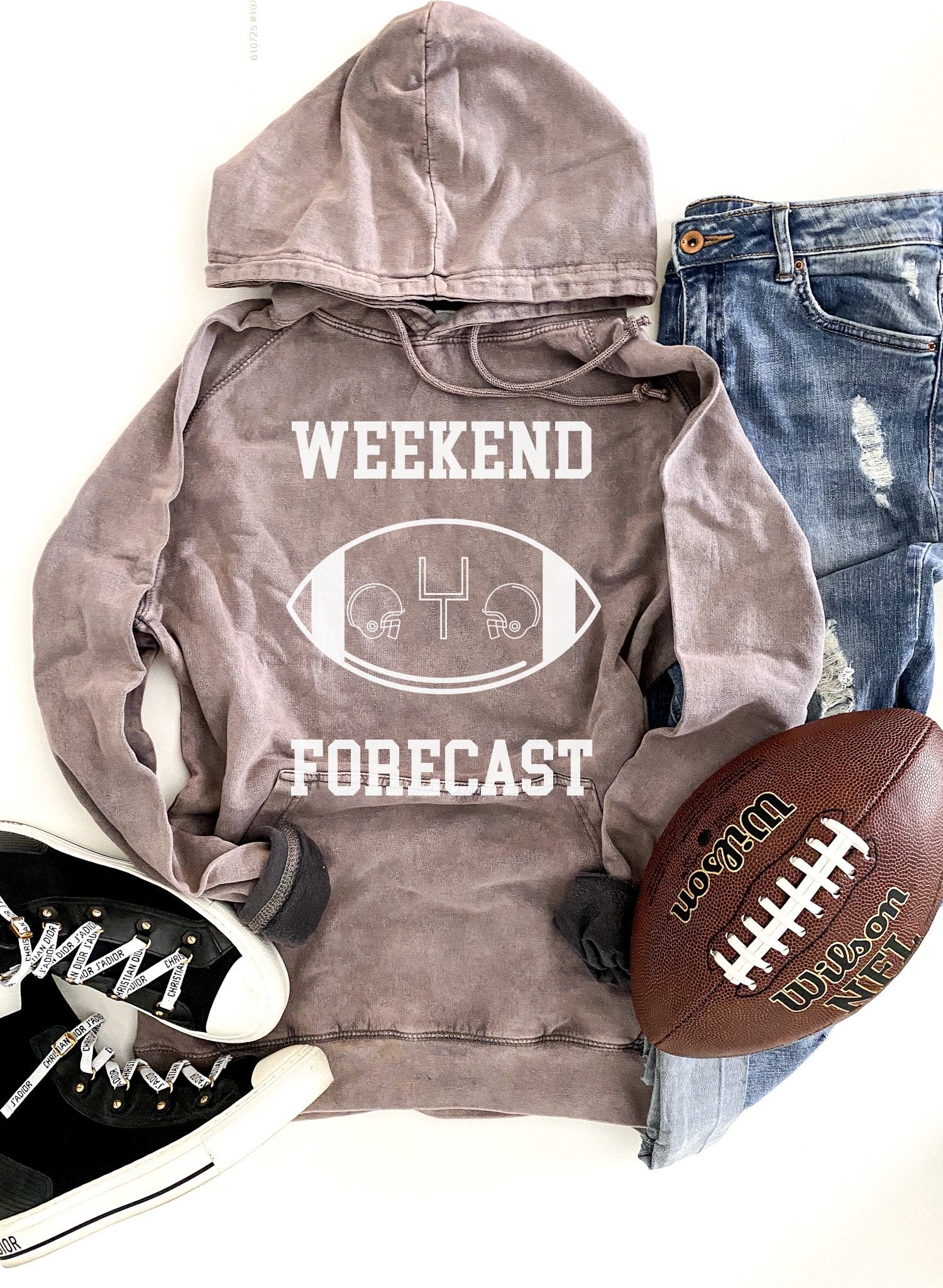 Weekend forecast unisex vintage wash hoodie Football hoodie Lane Seven vintage hoodie XS Vintage zinc 
