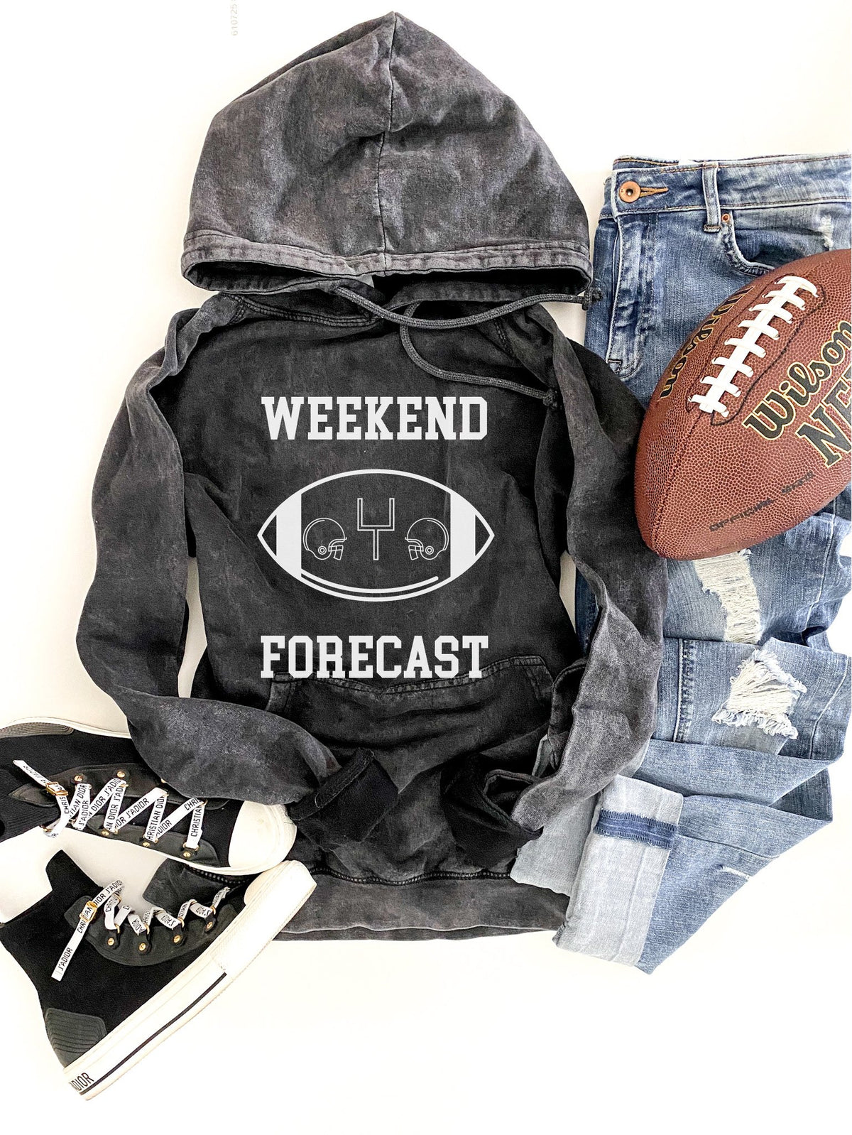 Weekend forecast vintage wash hoodie Football hoodie Lane Seven vintage hoodie XS Vintage black 