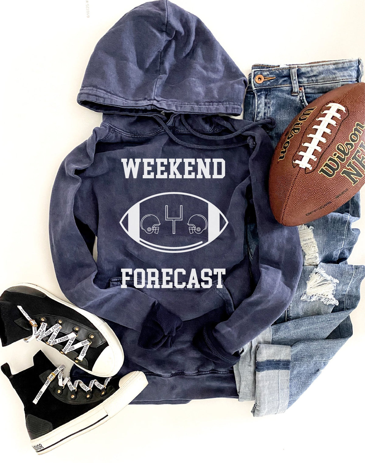 Weekend forecast vintage wash hoodie Football hoodie Lane Seven vintage hoodie XS Vintage navy 