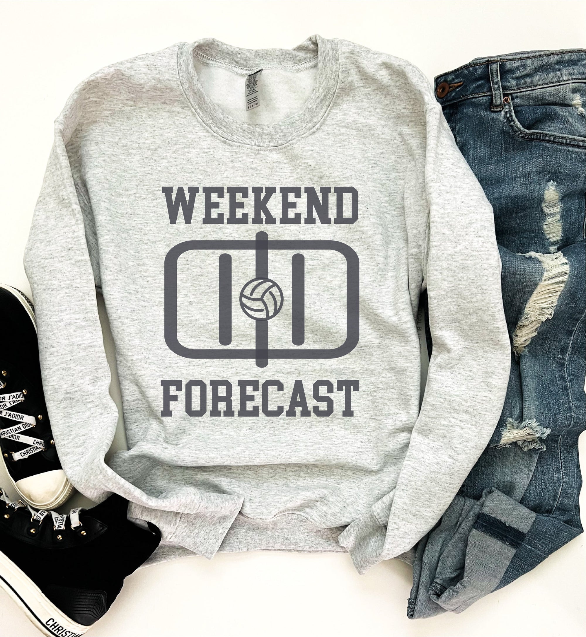 Weekend forecast volleyball basic sweatshirt Volleyball sweatshirt Gildan 18000 sweatshirt 