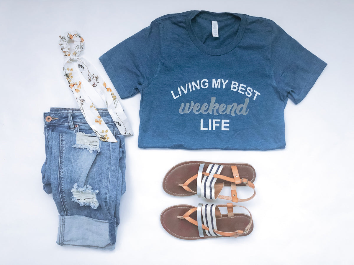 Weekend life tee Short sleeve travel tee Bella Canvas 3001 