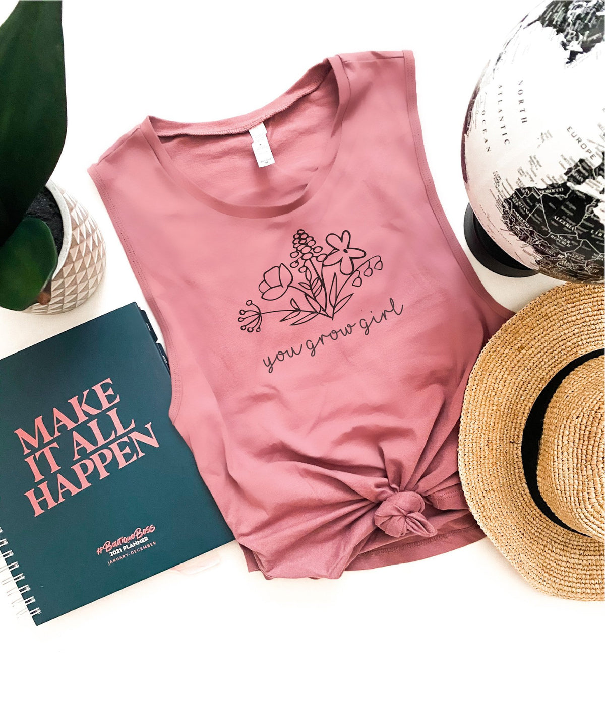 You grow girl women&#39;s muscle tank Short sleeve inspirational tank Next level tee 