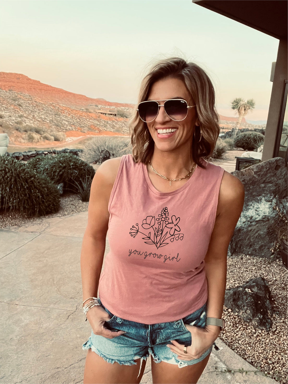 You grow girl women&#39;s muscle tank Short sleeve inspirational tank Next level tee 