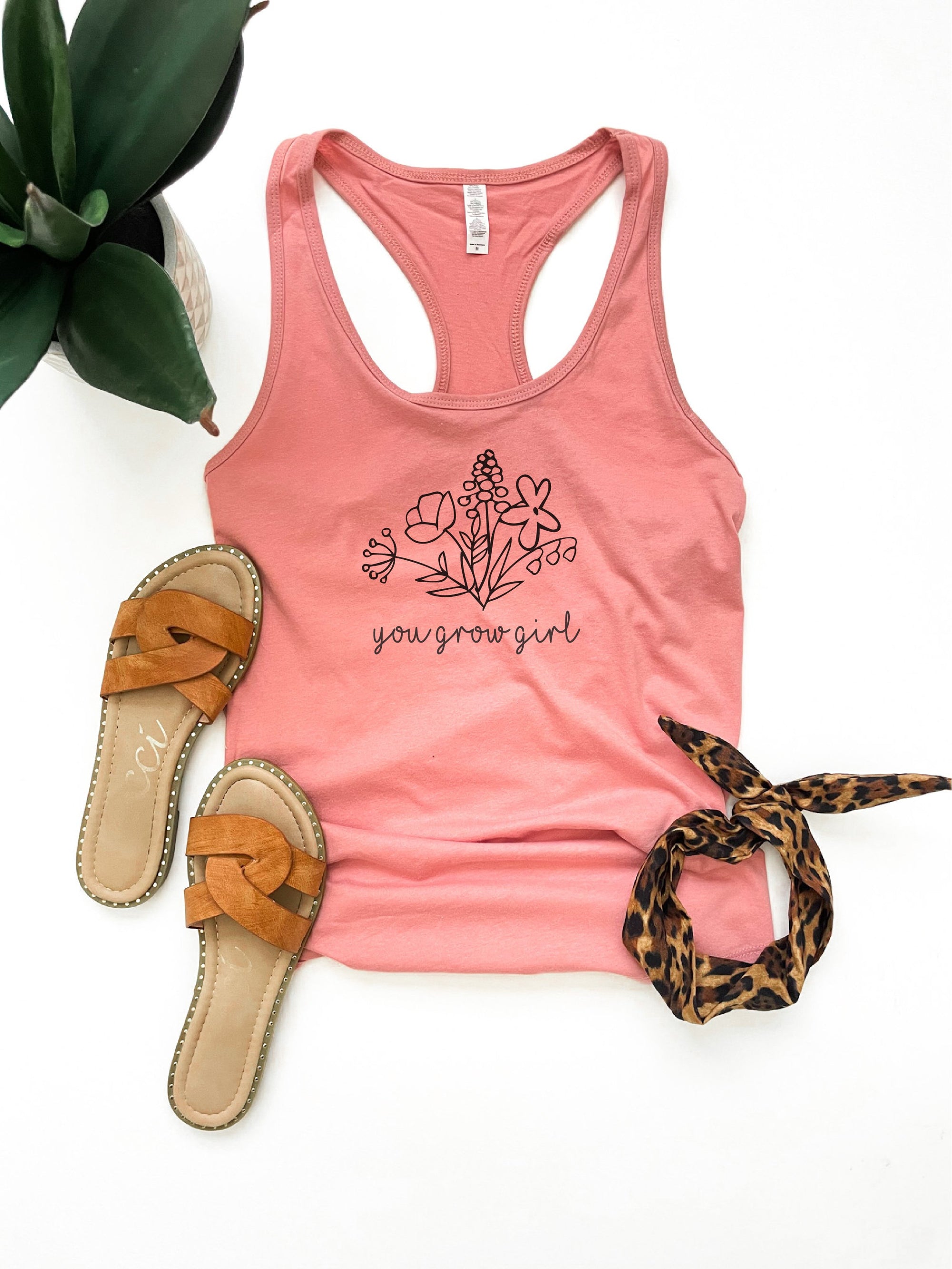 You grow girl women's racerback tank Short sleeve inspirational tank Next level tee 