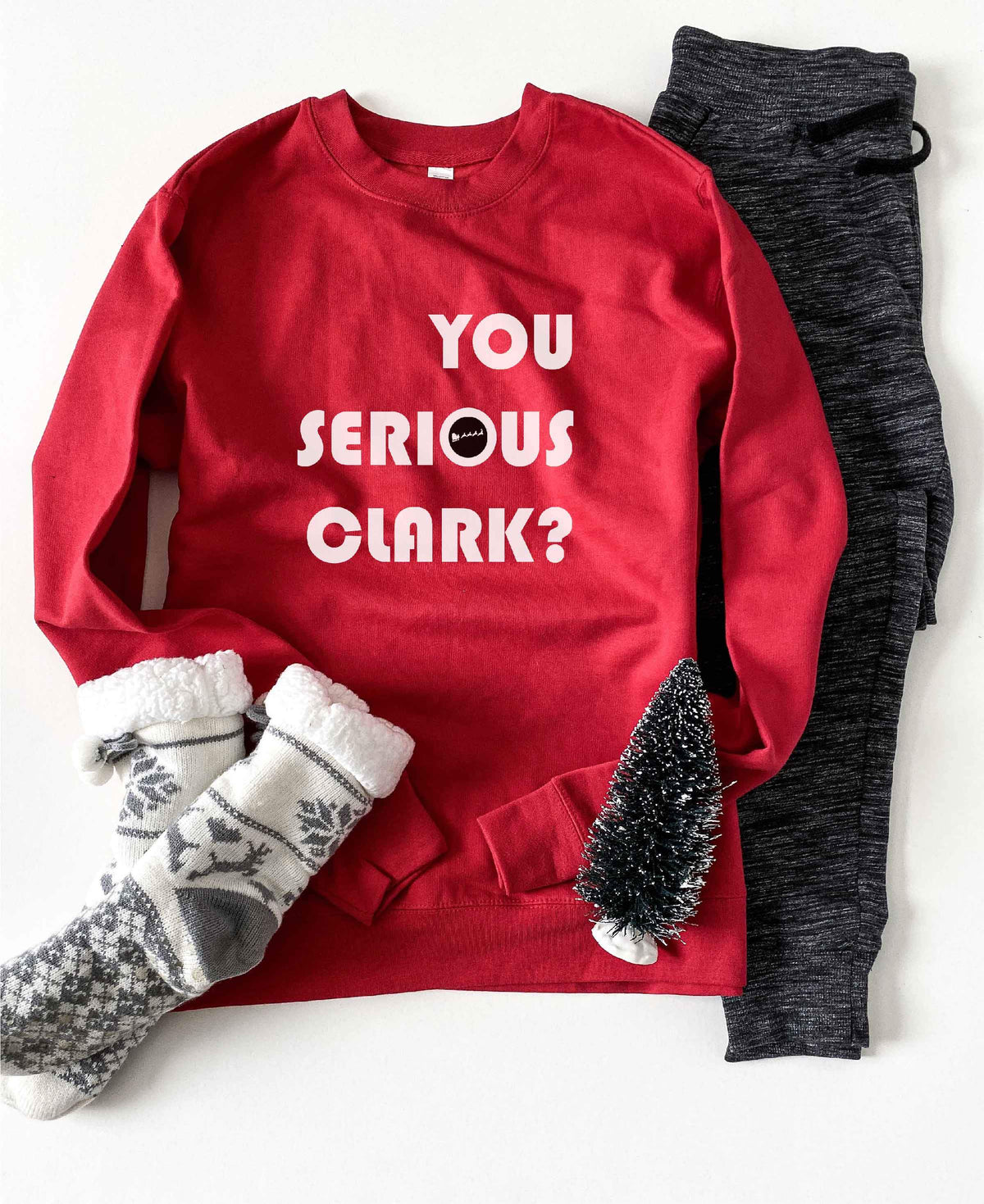 You serious clark sweatshirt Holiday sweatshirt Independent Trading company lightweight sweatshirt S Red 