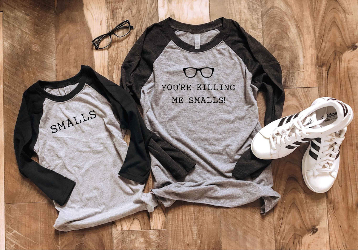 You're killing me smalls baseball tee Long sleeve baseball tee Next Level 6051 baseball tee heather white/heather black S Black/heather grey 